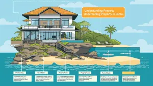 Illustration of a beachfront property in Samui with key information on property taxes.