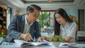Thai Real Estate Agent Consulting with Client