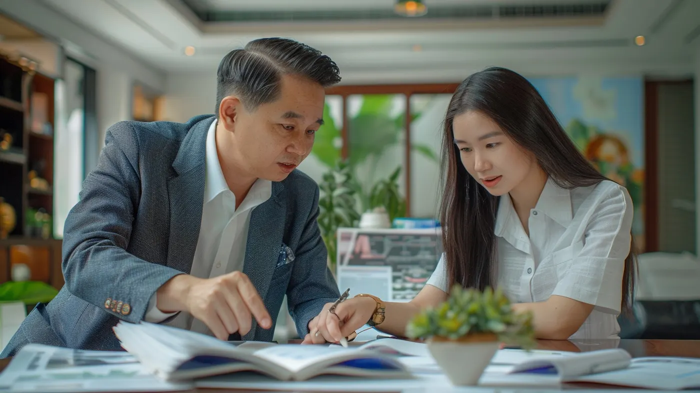Thai Real Estate Agent Consulting with Client
