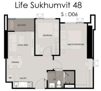2 Bedrooms, 2 Bathrooms 50sqm Life Sukhumvit 48 For Rent 28,000THB/Month