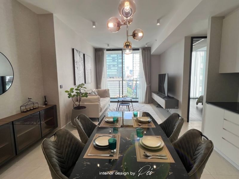 Luxurious 2-bedroom condo for rent at TAIT Sathorn 12, 98 sqm, fully furnished, brand new. Rent at 120,000 THB/month. Location Near BTS Saint Louis and BTS Chong Nonsi