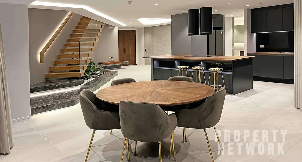 Luxurious 300 sqm duplex at Crystal Garden Condominium, Sukhumvit. 2 bedrooms, 3 baths, private terrace with pool, pet-friendly, and stunning skyline views near BTS Nana Station