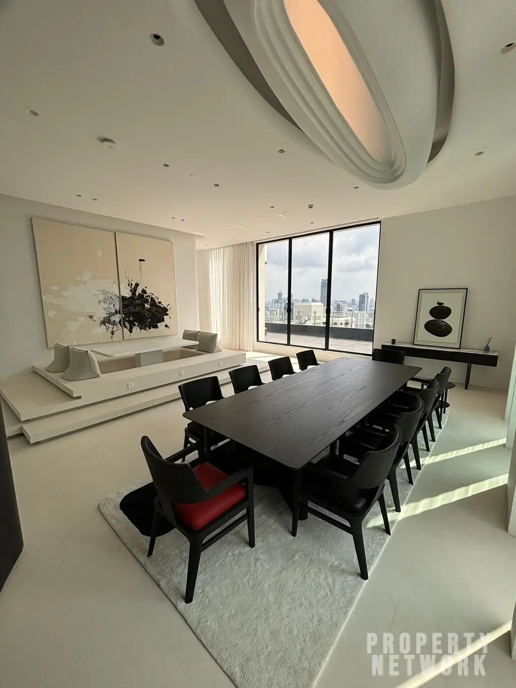 Luxury 4-bedroom, 5-bathroom condo at The Diplomat 39, 450 sqm on the 30th fl. Stunning city views, and high-end amenities. Near BTS Phrom Phong. Sale: 250M THB