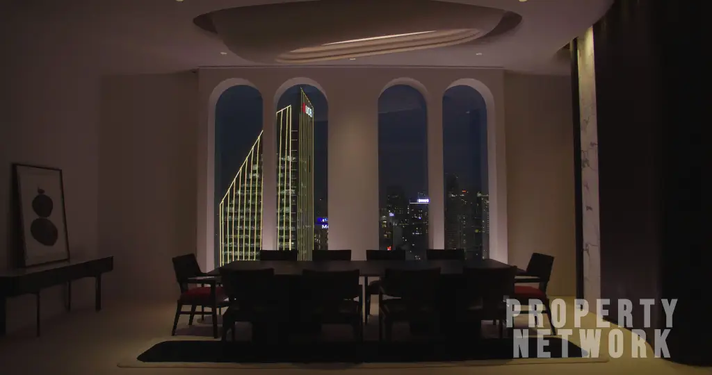Luxury 4-bedroom, 5-bathroom condo at The Diplomat 39, 450 sqm on the 30th fl. Stunning city views, and high-end amenities. Near BTS Phrom Phong. Sale: 250M THB