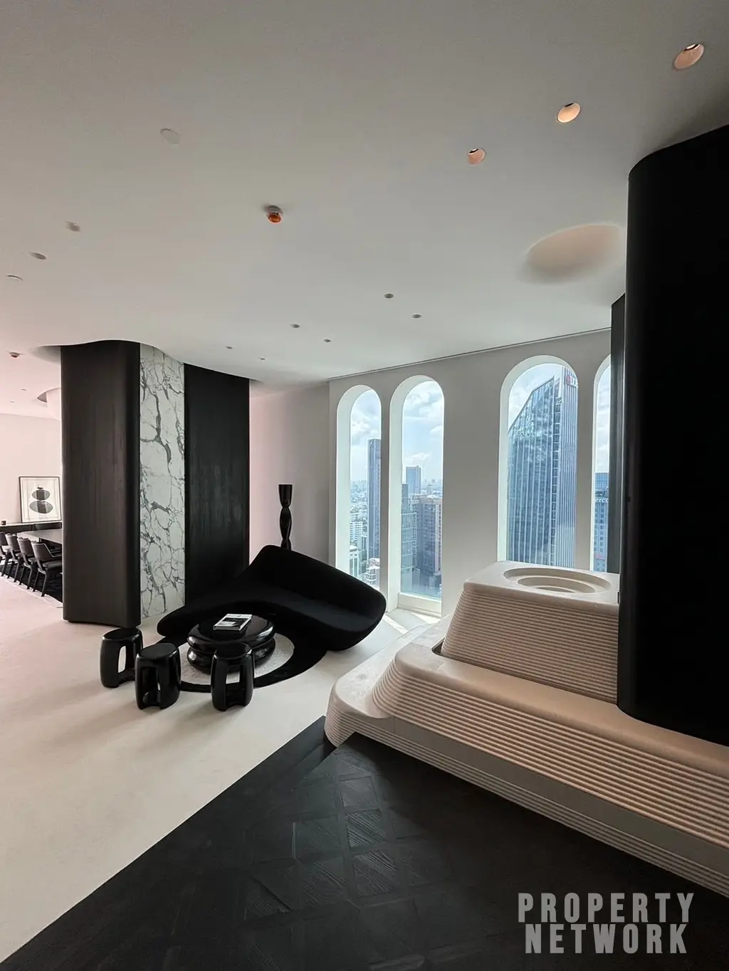 Luxury 4-bedroom, 5-bathroom condo at The Diplomat 39, 450 sqm on the 30th fl. Stunning city views, and high-end amenities. Near BTS Phrom Phong. Sale: 250M THB