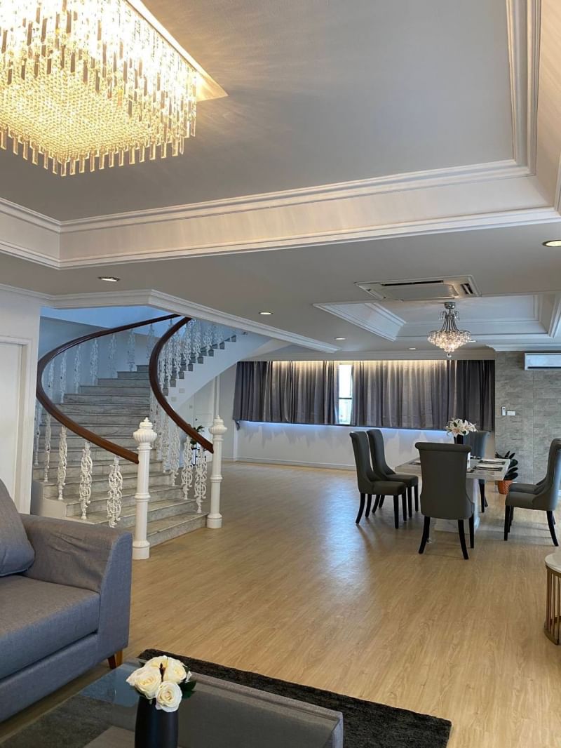Discover luxury living at Charan Tower Sukhumvit Soi 43. Rent a 430 sqm penthouse duplex with 3+1 bedrooms, and pet-friendly 180K THB/month near BTS Phrom Phong