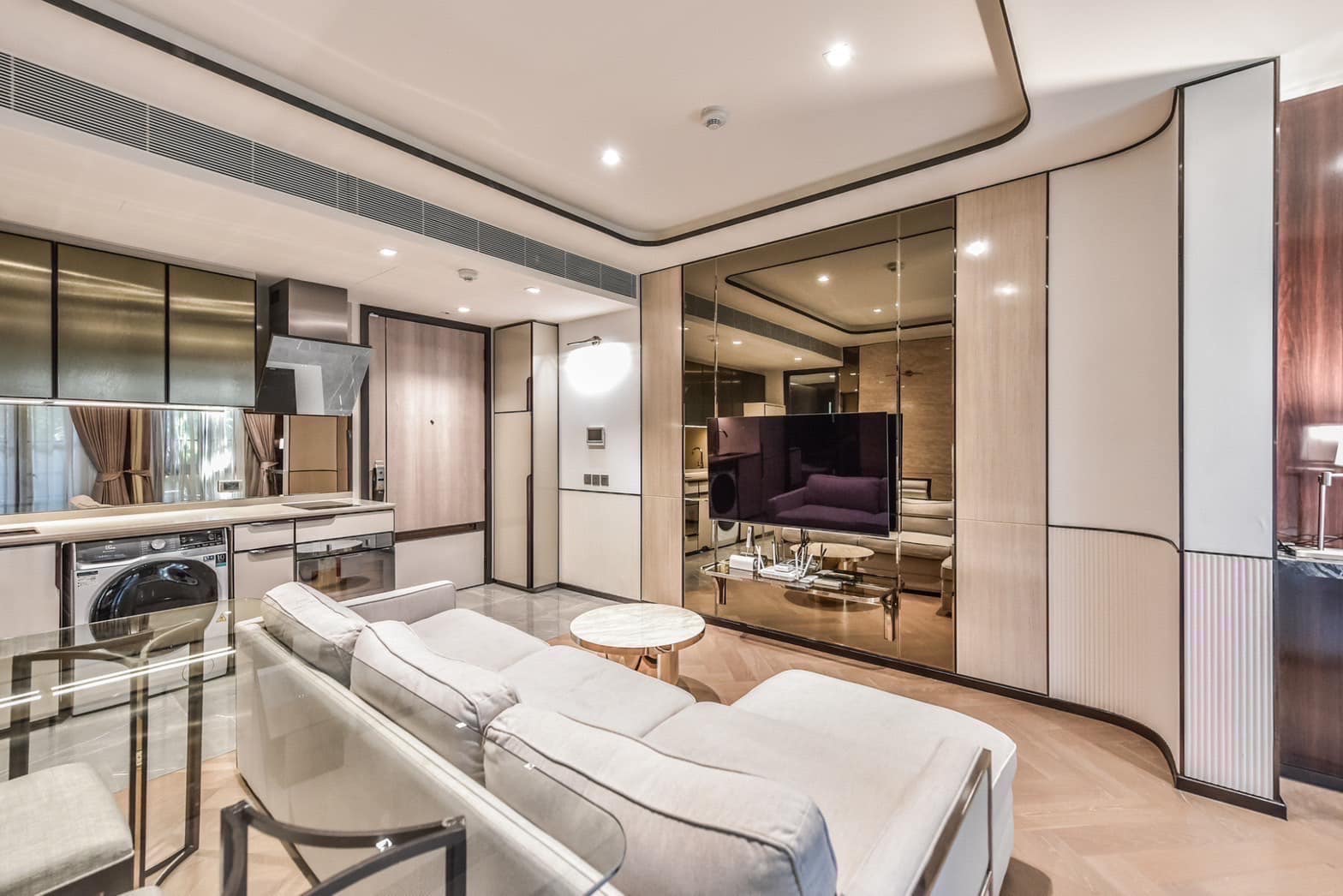 Luxurious 1-bedroom, 1-bathroom condo at The Reserve Sukhumvit 61, 50 sqm, for rent at 55,000 THB. Prime location near BTS Ekkamai, fully furnished.