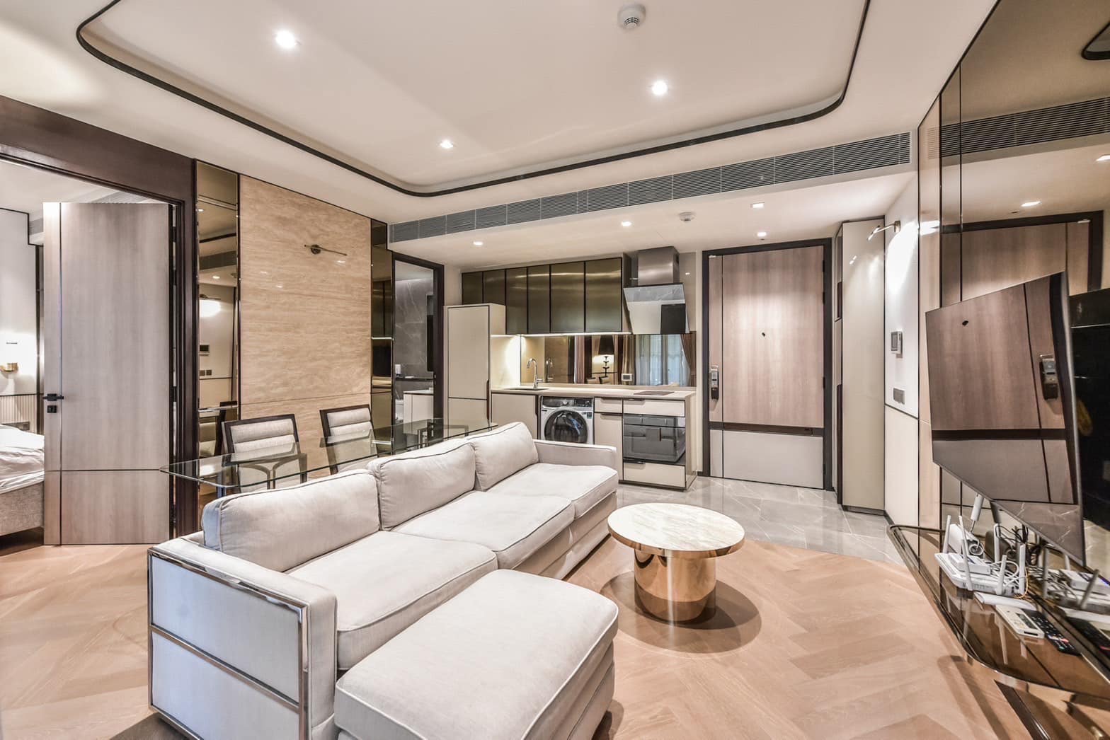 Luxurious 1-bedroom, 1-bathroom condo at The Reserve Sukhumvit 61, 50 sqm, for rent at 55,000 THB. Prime location near BTS Ekkamai, fully furnished.
