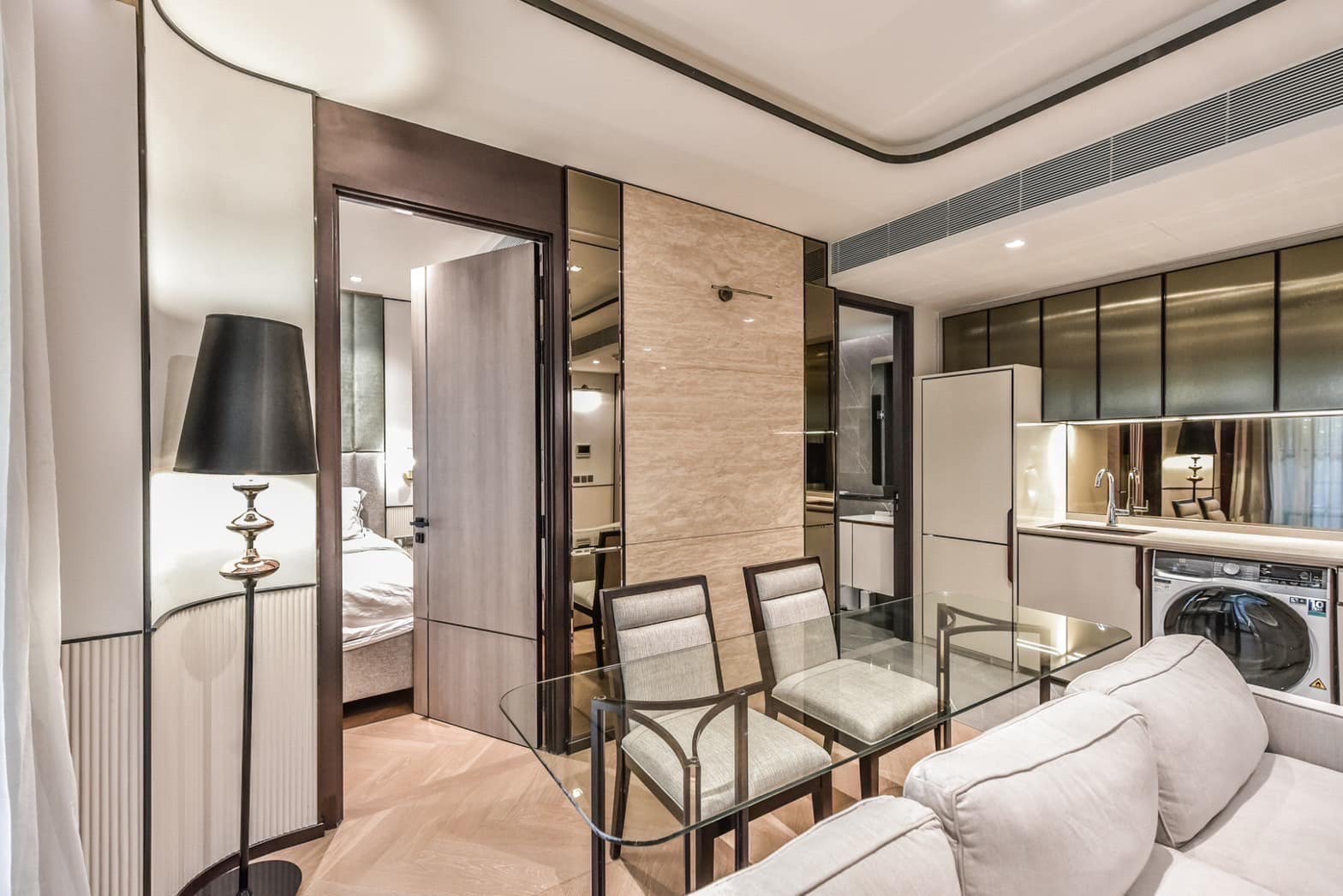 Luxurious 1-bedroom, 1-bathroom condo at The Reserve Sukhumvit 61, 50 sqm, for rent at 55,000 THB. Prime location near BTS Ekkamai, fully furnished.