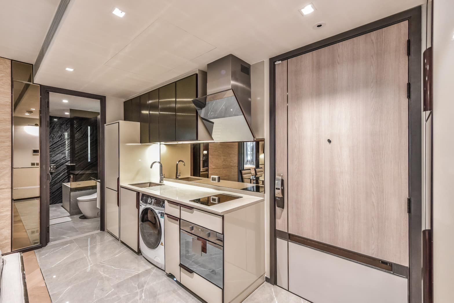 Luxurious 1-bedroom, 1-bathroom condo at The Reserve Sukhumvit 61, 50 sqm, for rent at 55,000 THB. Prime location near BTS Ekkamai, fully furnished.