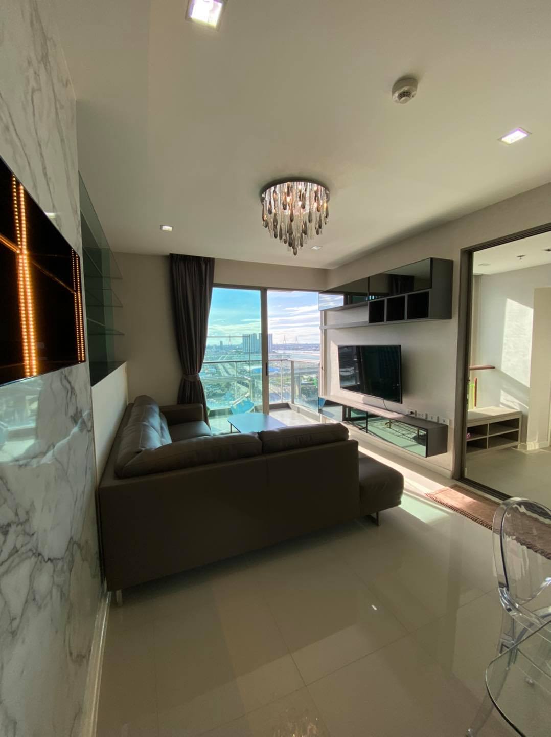 Elegant 2-bedroom condo for rent at StarView Rama 3. 22nd floor, 78sqm, fully furnished with premium amenities. Rent: 35,000 THB/month. Prime riverside location