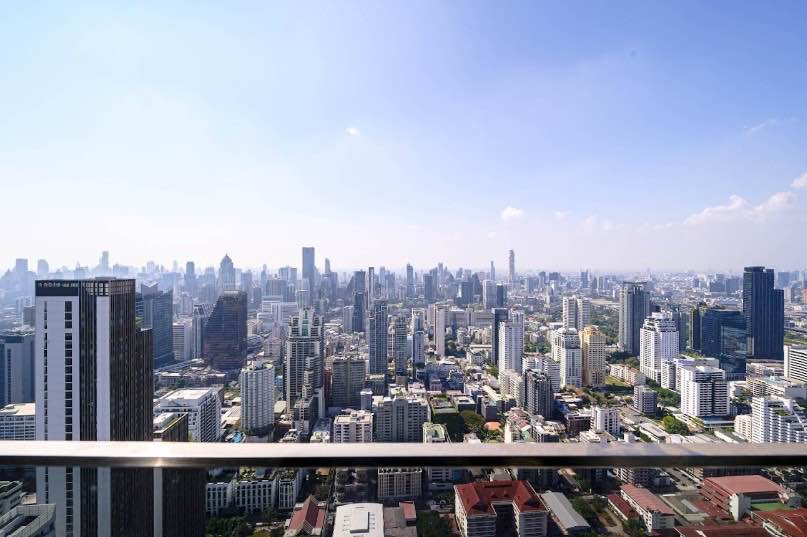 Luxurious 3-BR Condo at The ESSE Asoke, 157 sqm, high floor with panoramic views. Rent: 180,000 THB/month or Sale: 60M THB. Prime location near BTS Asok.
