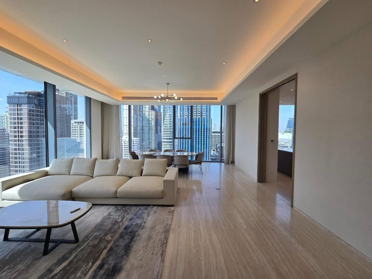 Luxury 3-bed, 3-bath condo at Scope Langsuan, 241 sqm, for rent at 480,000 THB/month. Prime location near BTS Ploenchit, with top-tier amenities and security.