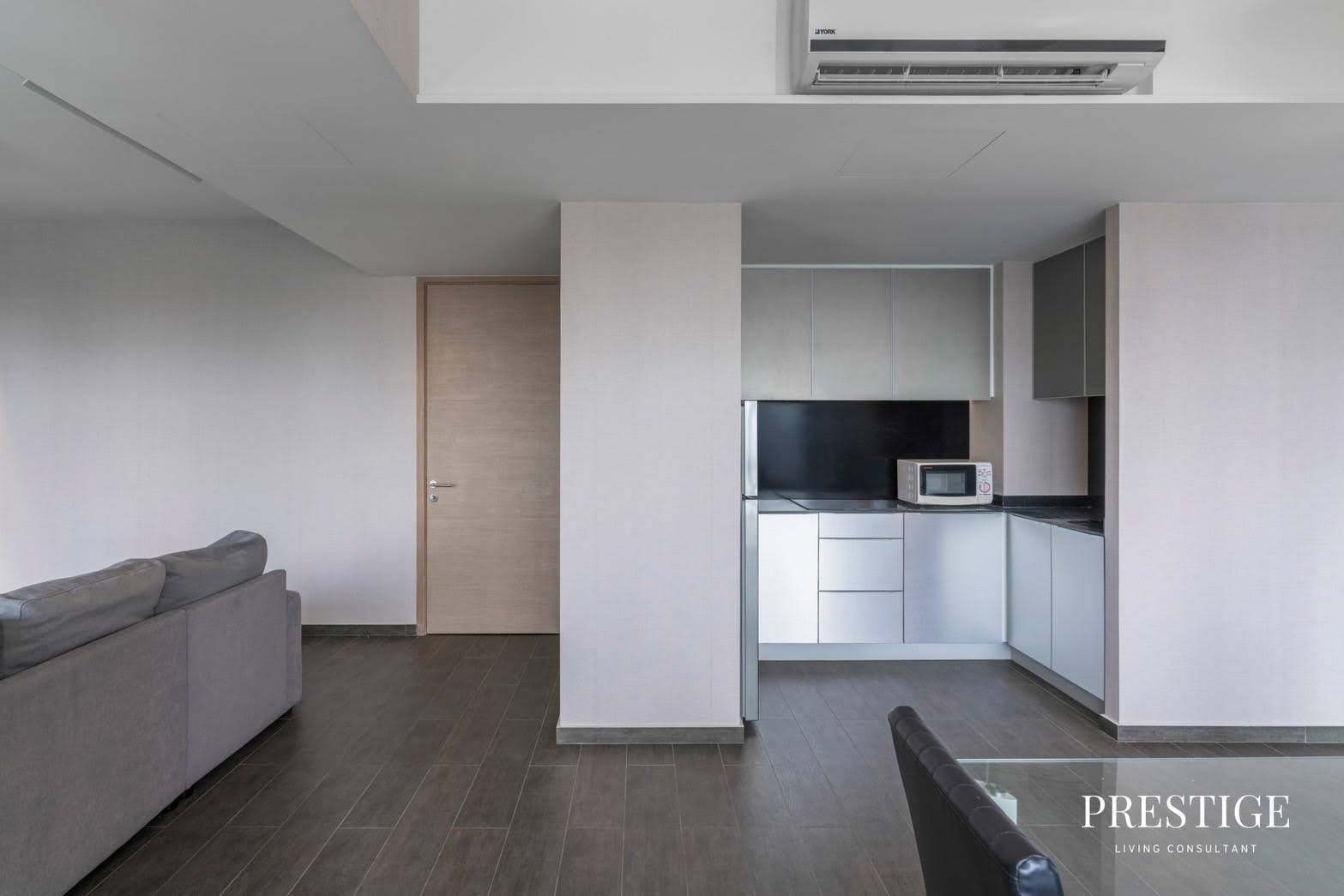 Stylish 2-bed, 2-bath condo at The Lofts Ekkamai, 90 sqm. Rent for 70,000 THB/month. Fully furnished with modern amenities, near Ekkamai BTS.