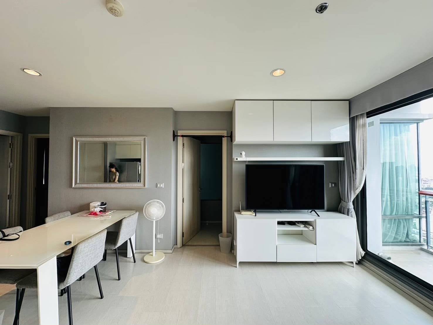 Modern 2-bed, 2-bath condo at Rhythm Sukhumvit 42, 79 sqm. Rent for 65,000 THB/month, fully furnished, near Ekkamai BTS. Great amenities and location!