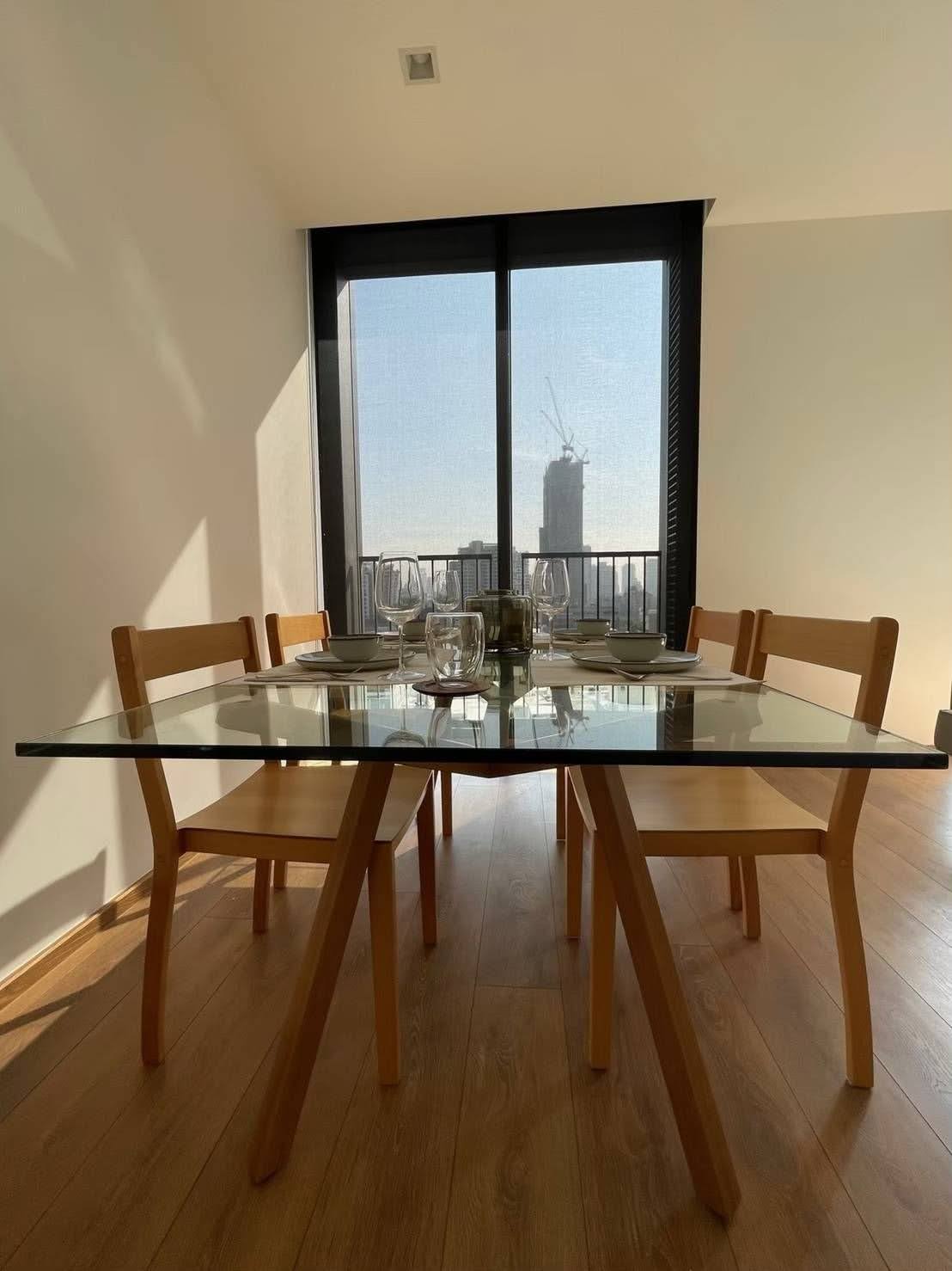 Modern 2-bed, 2-bath condo at Noble BE 33 Sukhumvit 33, 70 sqm. Rent for 65,000 THB/month. Prime location near EM District with premium amenities!