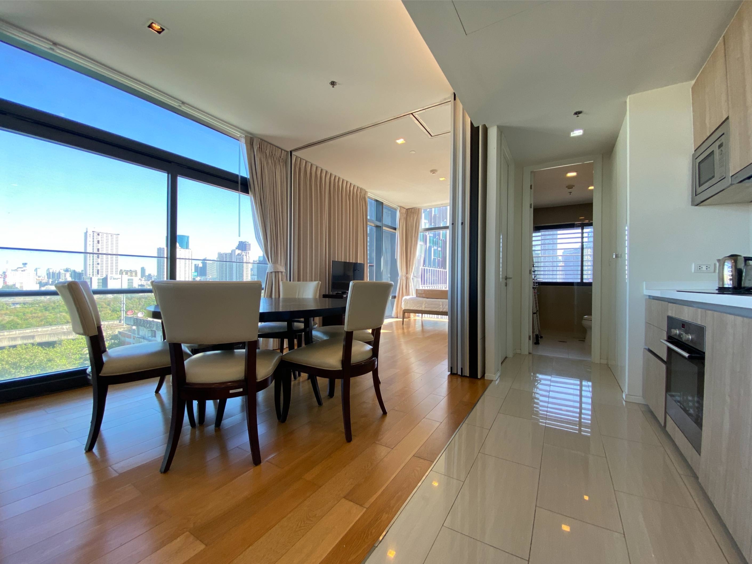 Luxurious 2-bed, 2-bath condo at Circle Living, 78.09 sqm, for rent at 55,000 THB/month. Fully furnished, with city views and modern amenities.