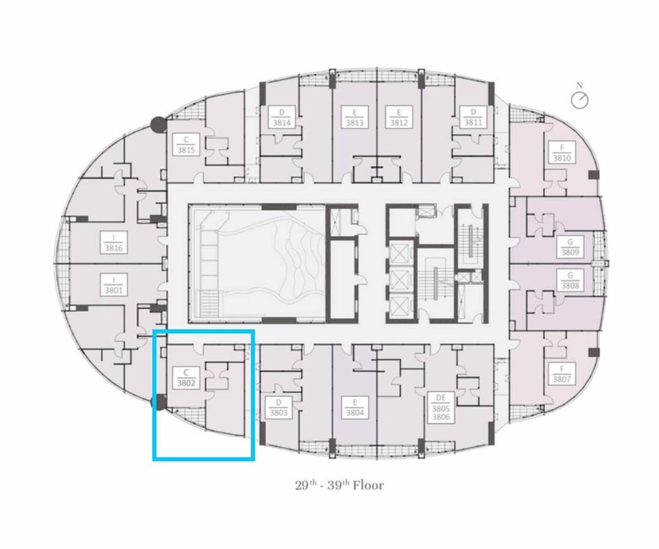 Rent a luxurious 1-bedroom condo at Skywalk Residences, Sukhumvit. Located on the 38th floor, fully furnished 51.77 sqm near BTS Phra Kanong for 22,000/month.