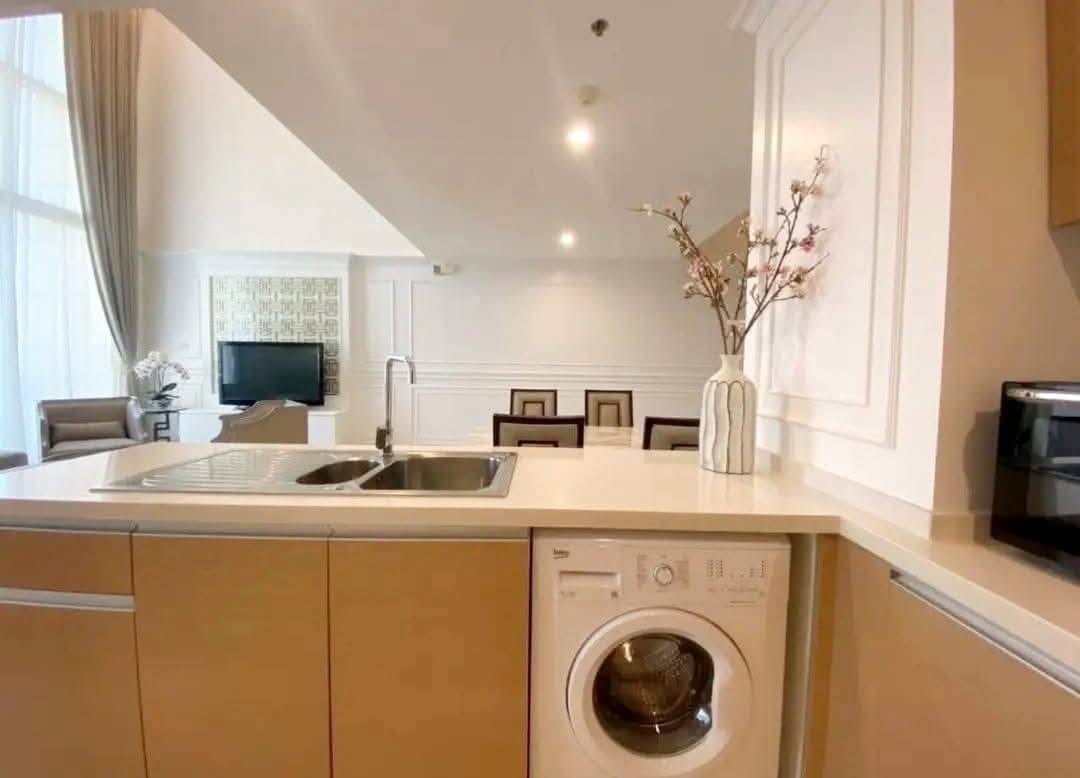 2-bed, 2-bath duplex at The Empire Place Sathorn, near BTS Chong Nonsi, 120 sqm, fully furnished, 60,000 THB/month, available from January 20, 2025.