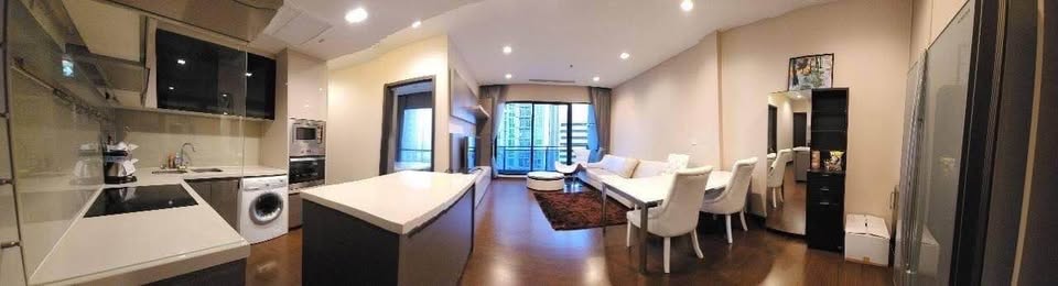 Modern 2-bedrooms, 2-bathrooms condo at Ivy Ampio, 82 sqm, near MRT Cultural Center. Rent 60K/month or Sale 17M. Fully furnished, east-facing views.