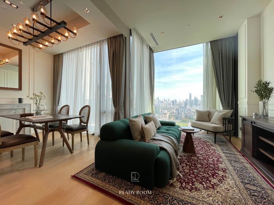 Luxury 2-bed, 2-bath combined unit at 28 Chidlom. 86 sqm, 24th floor, fully furnished, BTS Chidlom nearby. For sale 44M THB. Prime Bangkok location.