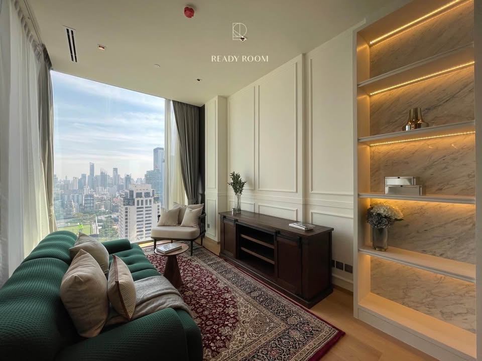 Luxury 2-bed, 2-bath combined unit at 28 Chidlom. 86 sqm, 24th floor, fully furnished, BTS Chidlom nearby. For sale 44M THB. Prime Bangkok location.