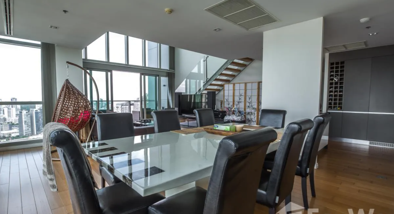 Luxurious 4-bed, 3-bath, 258 sqm duplex at The River Bangkok. High-floor unit with stunning river views. For sale at ฿74.5M. Contact us for a viewing!