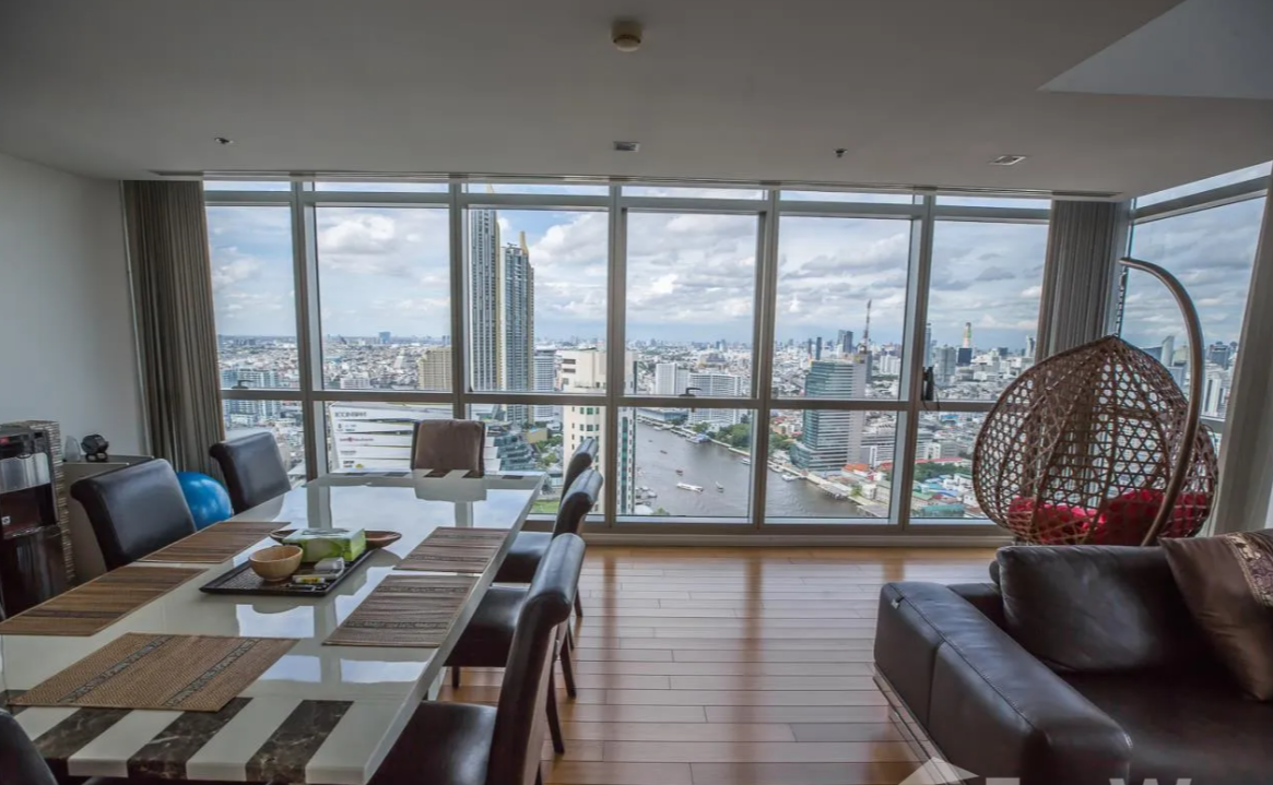 Luxurious 4-bed, 3-bath, 258 sqm duplex at The River Bangkok. High-floor unit with stunning river views. For sale at ฿74.5M. Contact us for a viewing!