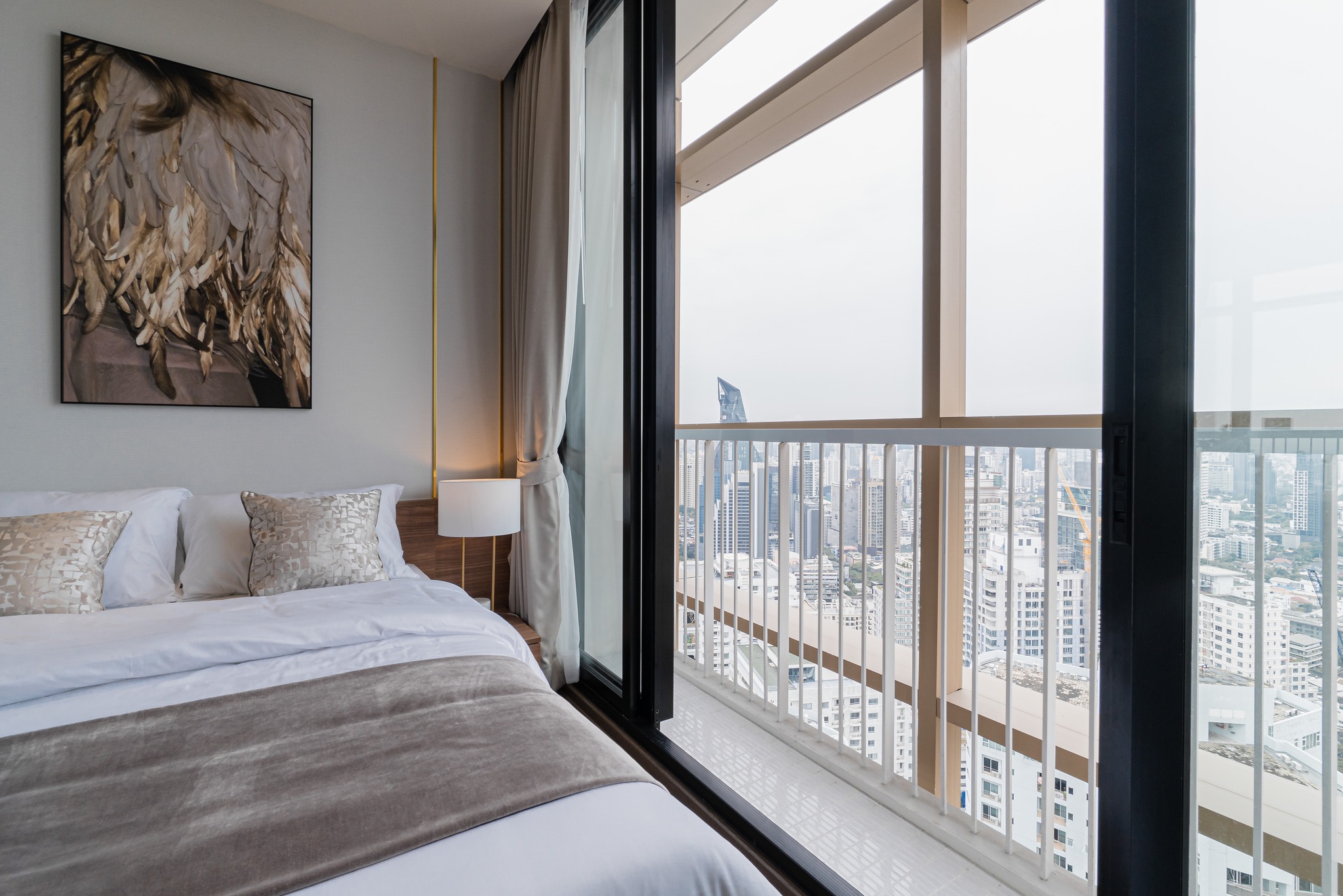 Stylish 1-bed, 1-bath condo at The Address Sathorn, 46.6 sqm, 12th floor with Mahanakhon Kingpower view. Prime location near BTS St. Louis & Chong Nonsi. Rent starts at 29,500 THB/month.