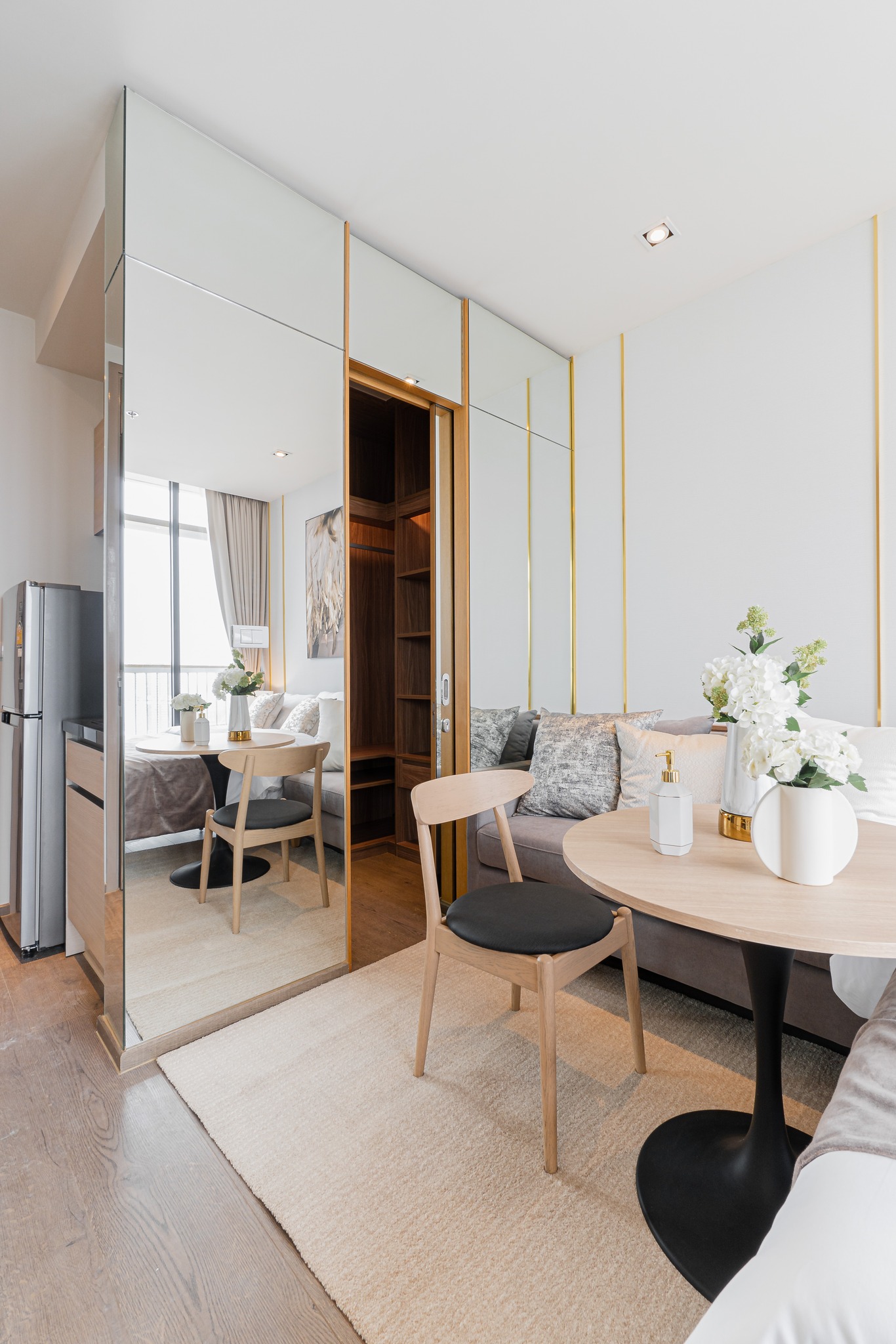 Stylish 1-bed, 1-bath condo at The Address Sathorn, 46.6 sqm, 12th floor with Mahanakhon Kingpower view. Prime location near BTS St. Louis & Chong Nonsi. Rent starts at 29,500 THB/month.