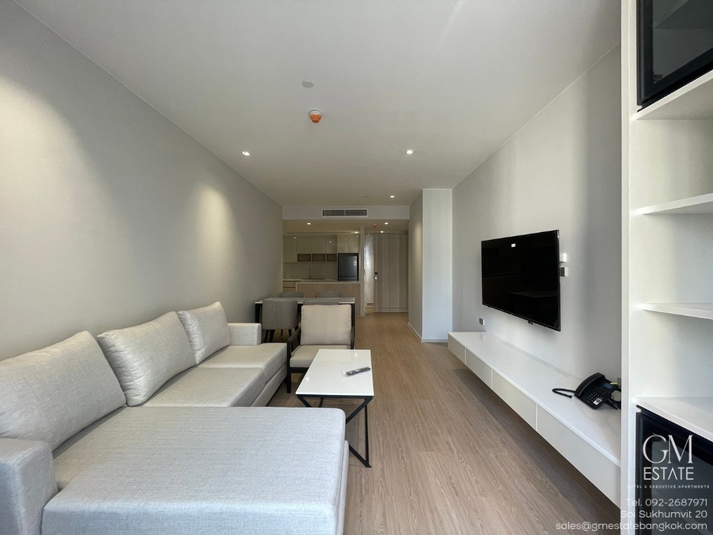 Luxury 2-BR apartment for rent at GM Estate Sukhumvit 20. Spacious 115 sqm, balcony, housekeeping, top amenities. Rent from 170K THB/month. Pet-friendly!