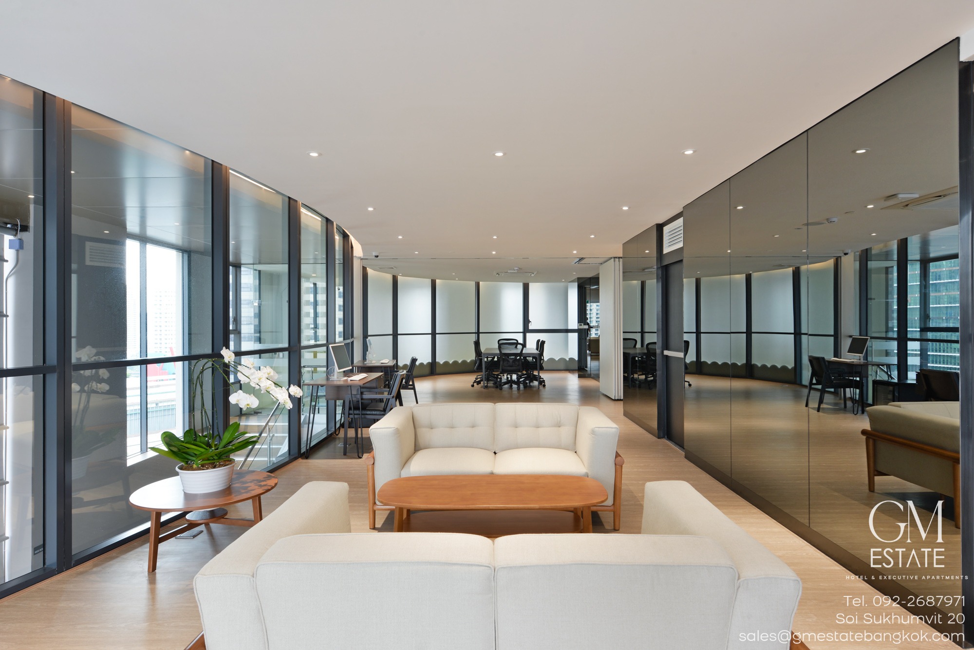 Luxury 2-BR apartment for rent at GM Estate Sukhumvit 20. Spacious 115 sqm, balcony, housekeeping, top amenities. Rent from 170K THB/month. Pet-friendly!