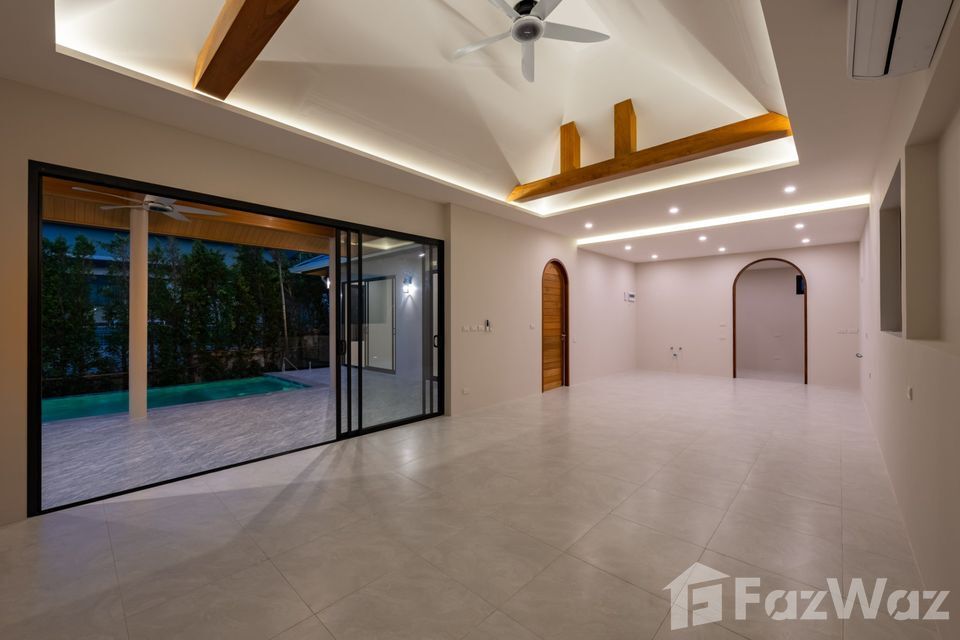 Newly completed 3-bedroom, 4-bathroom pool villa in Bophut Soi Kaopra for sale at ฿14,900,000 or ฿110,000/month rental. Luxury living in Koh Samui.