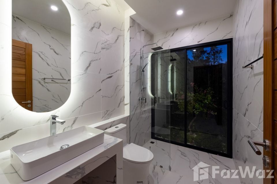 Newly completed 3-bedroom, 4-bathroom pool villa in Bophut Soi Kaopra for sale at ฿14,900,000 or ฿110,000/month rental. Luxury living in Koh Samui.
