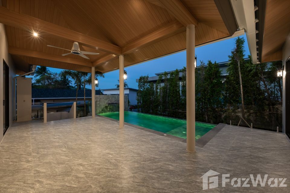 Newly completed 3-bedroom, 4-bathroom pool villa in Bophut Soi Kaopra for sale at ฿14,900,000 or ฿110,000/month rental. Luxury living in Koh Samui.