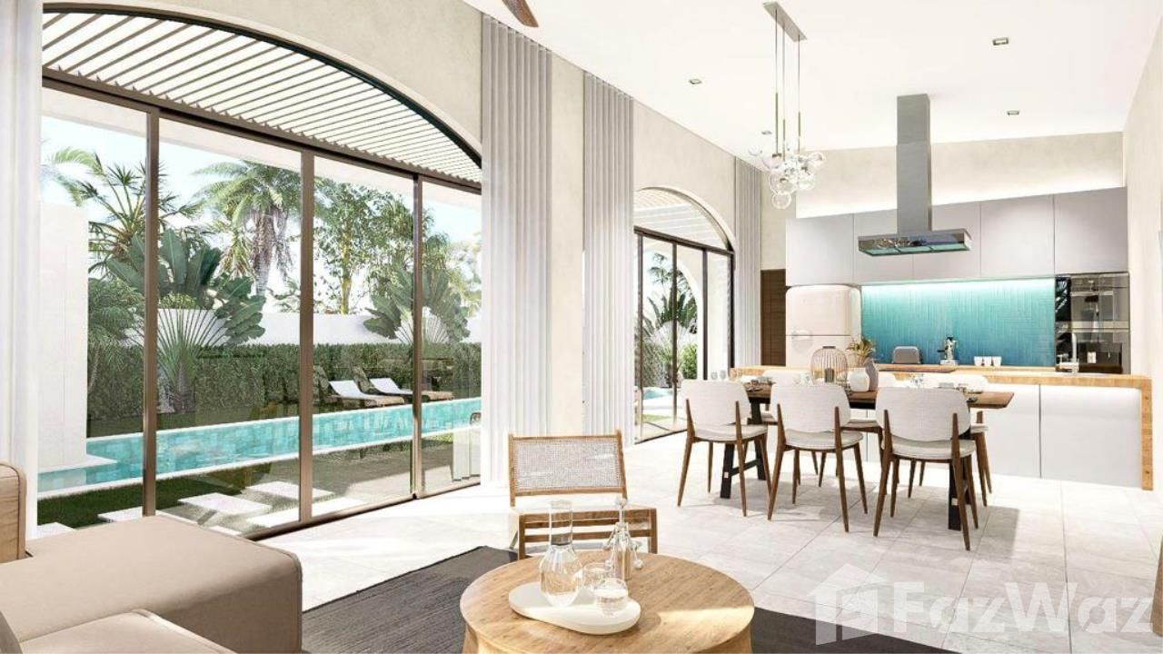 Luxury 3-bed, 3-bath, 221 sqm Mediterranean villa in Maenam, Samui. Private pool, lush garden, and top amenities. For sale at ฿9,900,000.