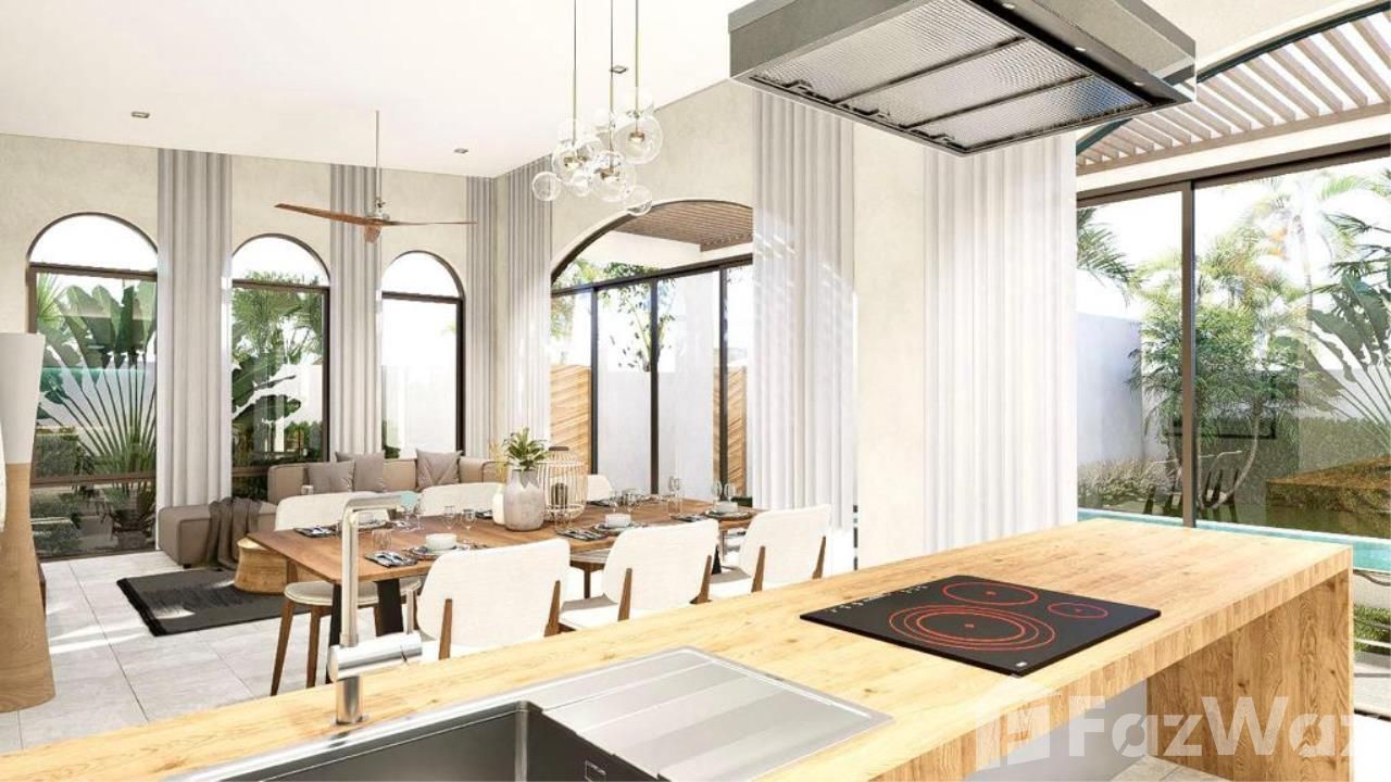 Luxury 3-bed, 3-bath, 221 sqm Mediterranean villa in Maenam, Samui. Private pool, lush garden, and top amenities. For sale at ฿9,900,000.