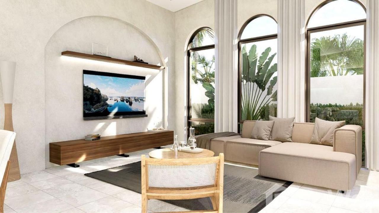 Luxury 3-bed, 3-bath, 221 sqm Mediterranean villa in Maenam, Samui. Private pool, lush garden, and top amenities. For sale at ฿9,900,000.