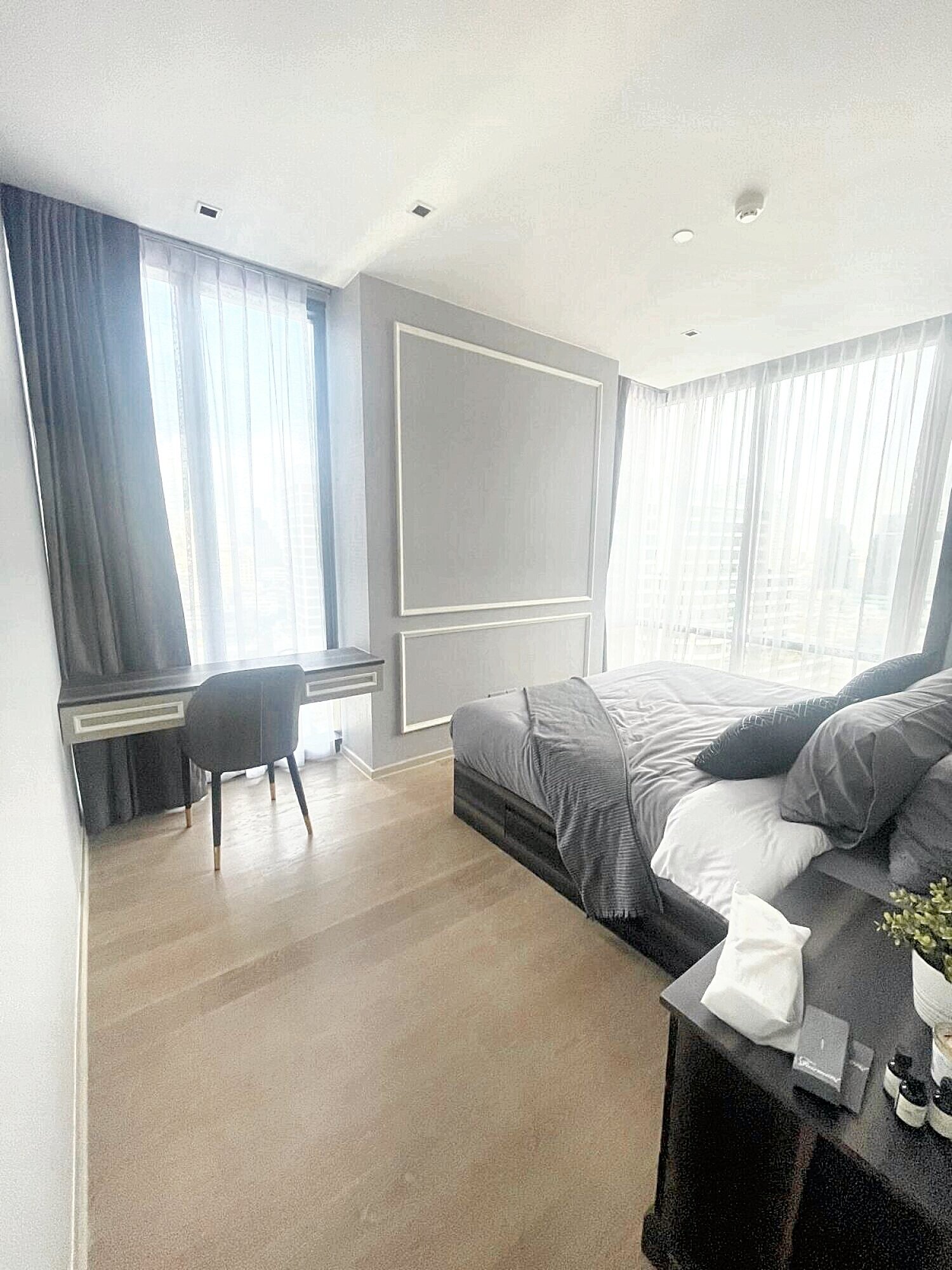 Luxury 2-bed, 2-bath condo for rent at Ashton Silom, 75 sqm, high floor, stunning city views. Prime CBD location near BTS & MRT. Rent: 83,000 THB/month.