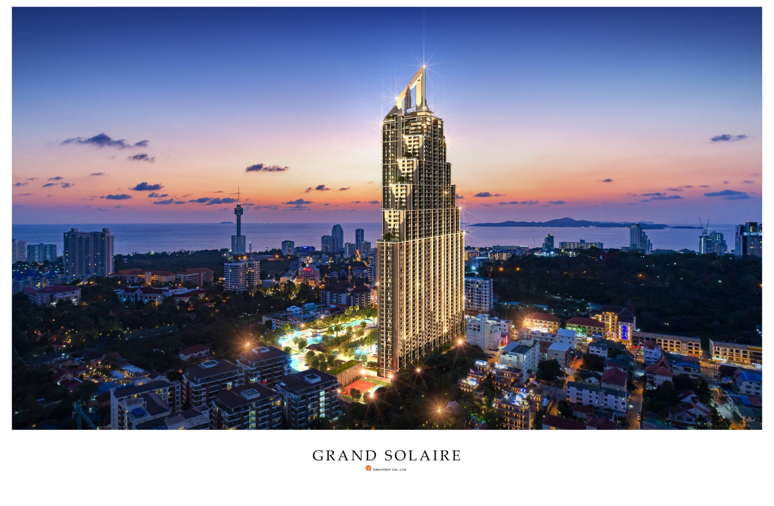 1-bedroom 29 sqm condo at Grand Solaire Pattaya for sale at 5.8MB. Fully furnished with panoramic ocean views and luxury facilities.
