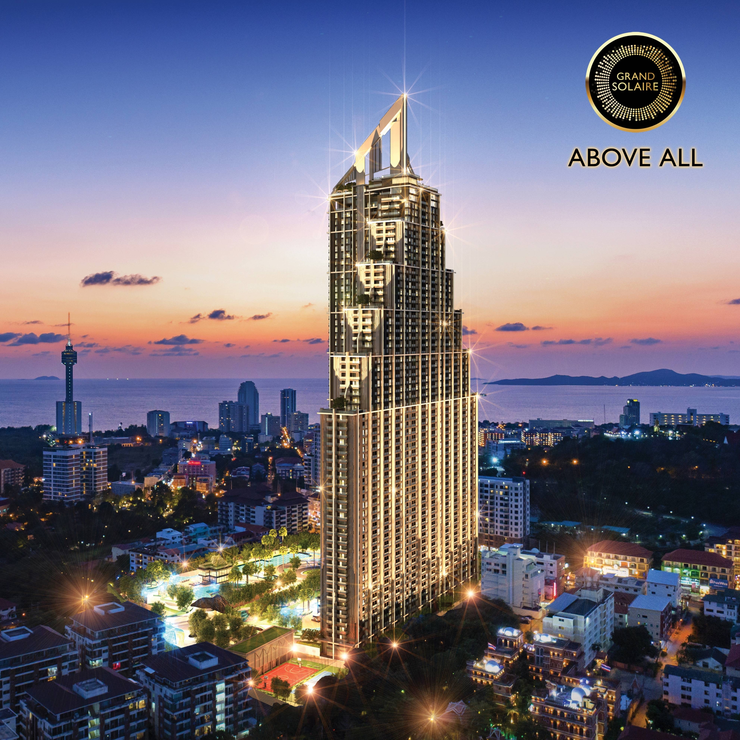 1-bedroom 29 sqm condo at Grand Solaire Pattaya for sale at 5.8MB. Fully furnished with panoramic ocean views and luxury facilities.