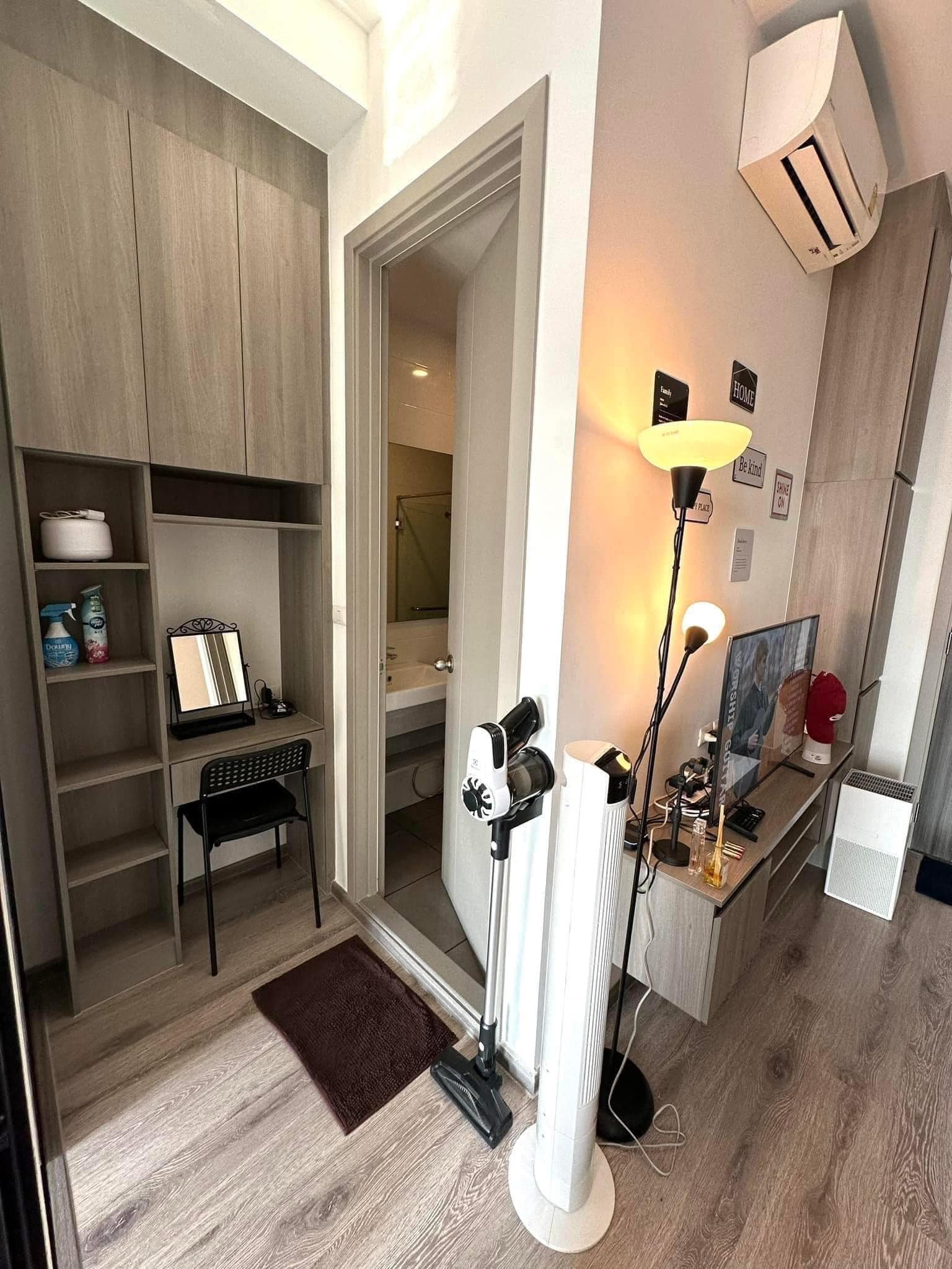 Modern 1-bedroom 1-bathroom 28 sqm condo at Knightsbridge Prime Onnut for rent or sale. High floor, fully furnished, near BTS Onnut, ready April 2025.