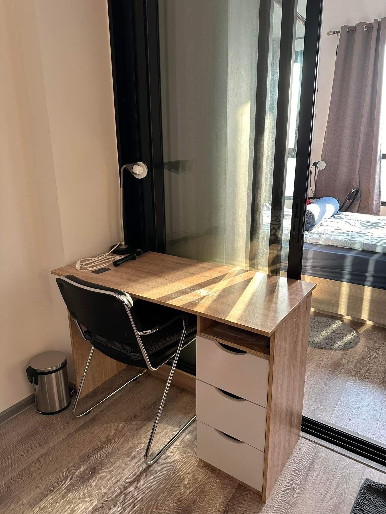 Modern 1-bedroom 1-bathroom 28 sqm condo at Knightsbridge Prime Onnut for rent or sale. High floor, fully furnished, near BTS Onnut, ready April 2025.