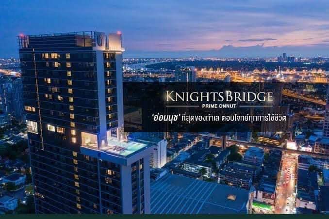 Modern 1-bedroom 1-bathroom 28 sqm condo at Knightsbridge Prime Onnut for rent or sale. High floor, fully furnished, near BTS Onnut, ready April 2025.