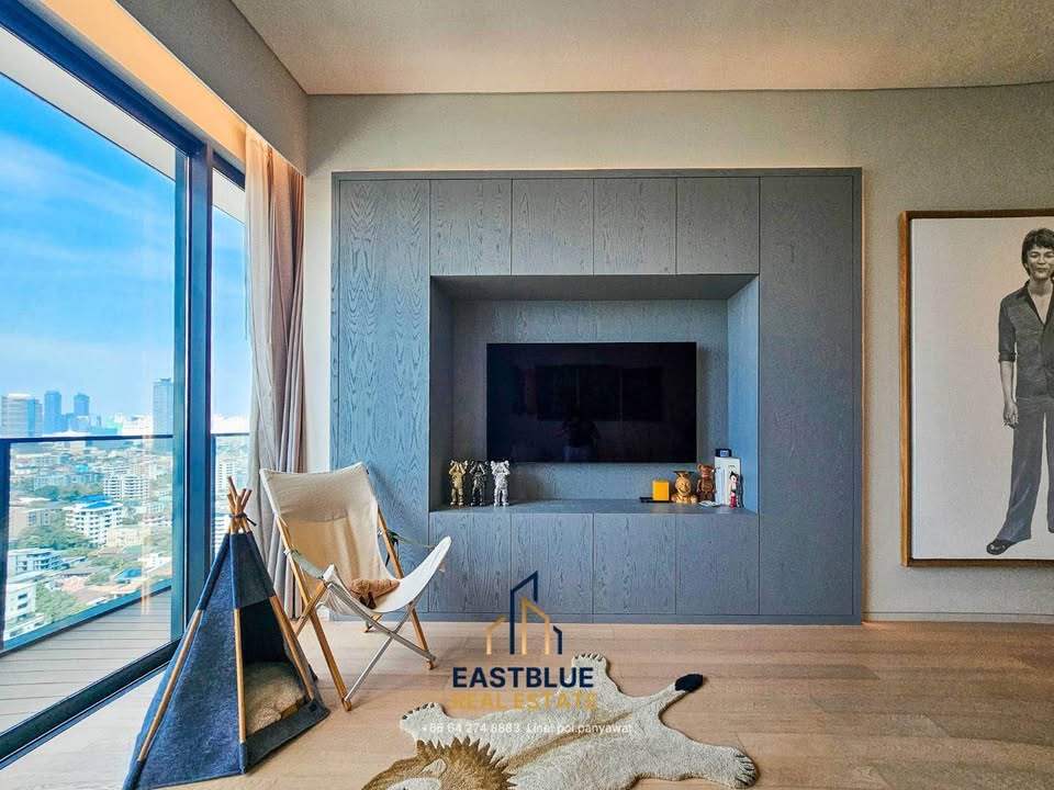 Luxury 2-bed 2-bath 111 sqm condo at TELA Thonglor for sale at 44.5M THB. High-floor unit with west-facing, unblocked view in prime Thonglor location.