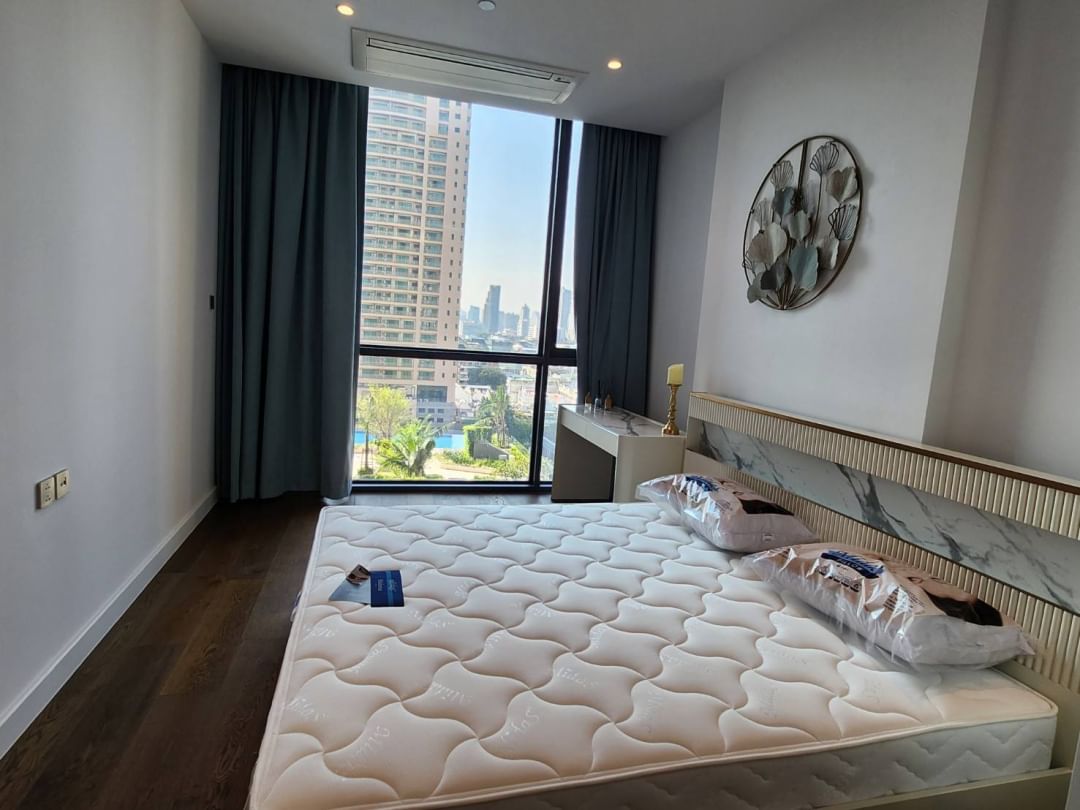 Luxurious 2-bed, 2-bath condo at Supalai Icon Sathorn, 93 sqm, pool view, fully furnished. Prime Sathorn location. Rent 100K THB. Contact us today!