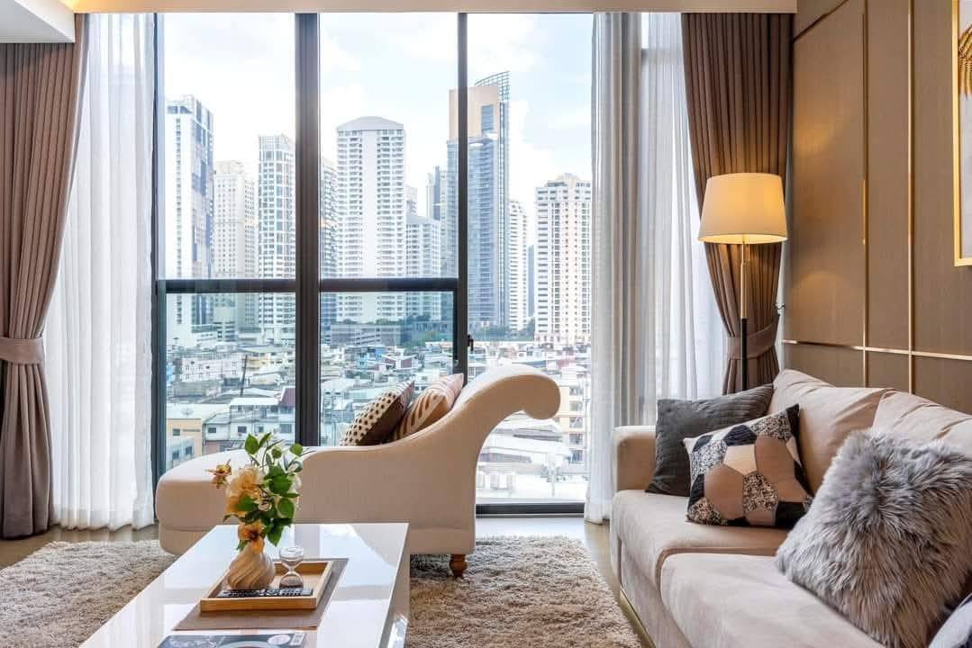 2-Bedrooms 2-Bathrooms 75 sqm Condo at Siamese Exclusive Queens for Rent 80,000 THB/Month. Fully furnished luxury unit near MRT Queen Sirikit Station.