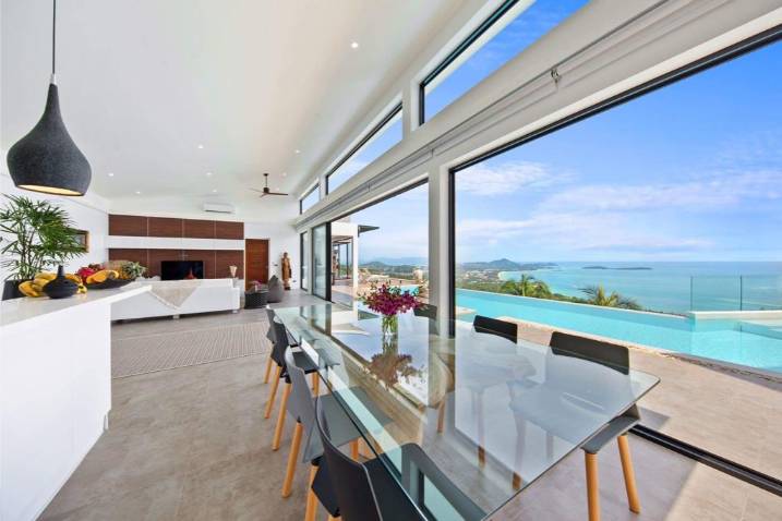 Luxury 4-bed 4.5-bath 882 SQM Villa Coco Koh Samui for sale. Private infinity pool, ocean views, top location in Chaweng Noi. Price 39.75M THB. Contact us now!