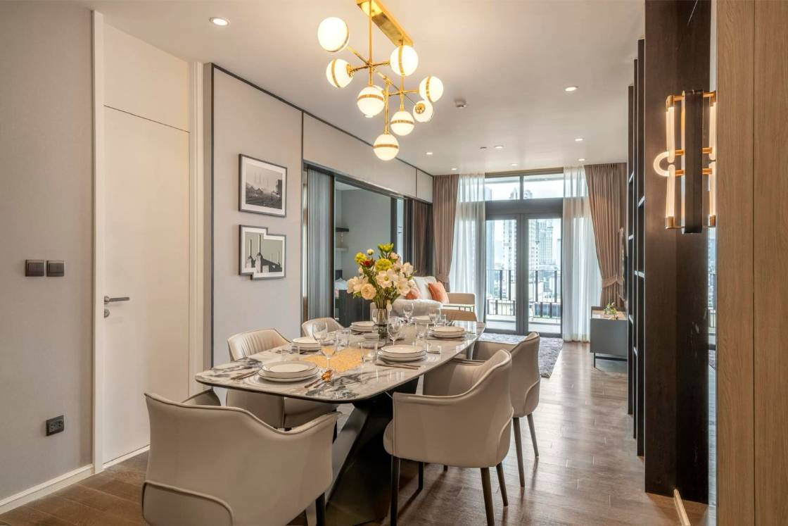 Luxury 2-bedroom condo at MUNIQ Sukhumvit 23, 86 sqm, 12th floor, prime Sukhumvit location. High-end facilities, near BTS Asoke. For rent at 100,000 THB/month.
