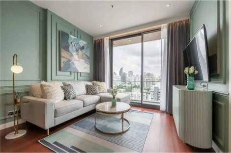 Luxury 2-bed, 2-bath 82 sqm condo at Khun by Yoo, Thonglor. Fully furnished, east-facing, with top-tier amenities. For rent at 120,000 THB/month.